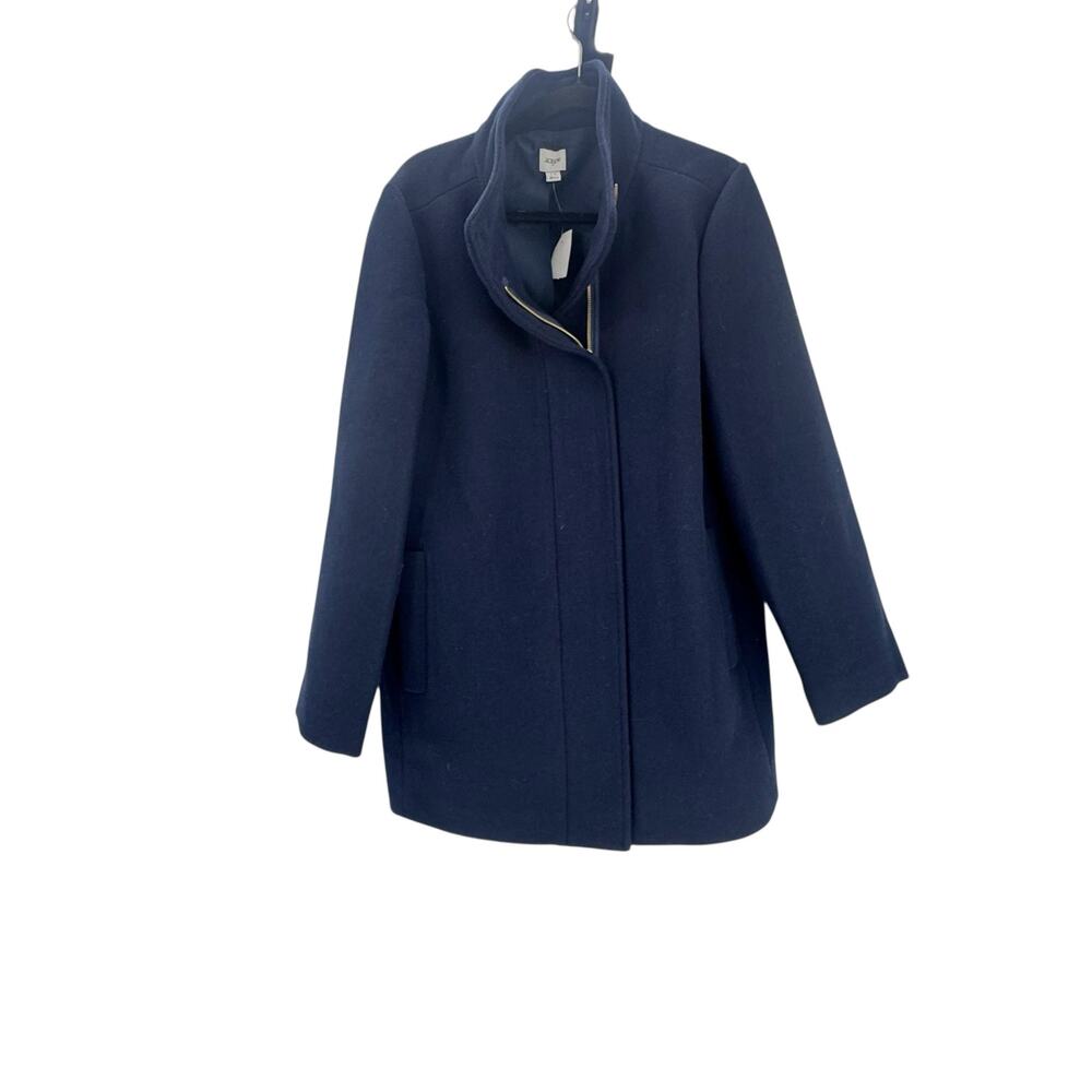 J. Crew Women's Long Sleeve City Coat with Button Neck Navy Blue Size 16 NWT - Picture 5 of 12